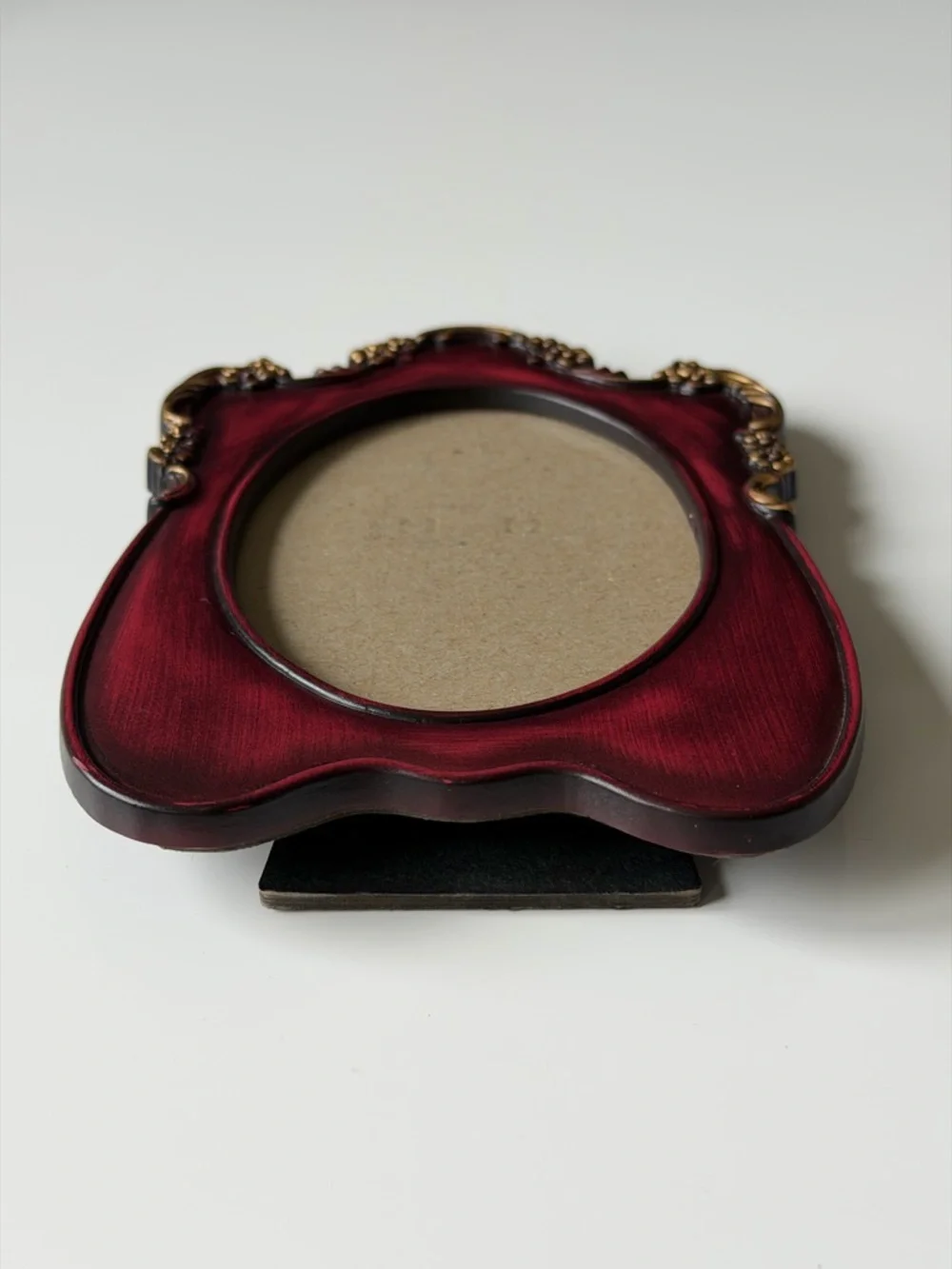 Elegant Burgundy Gold Baroque Style Ornate Floral Oval Photo Frame - 3”/ 4,5”